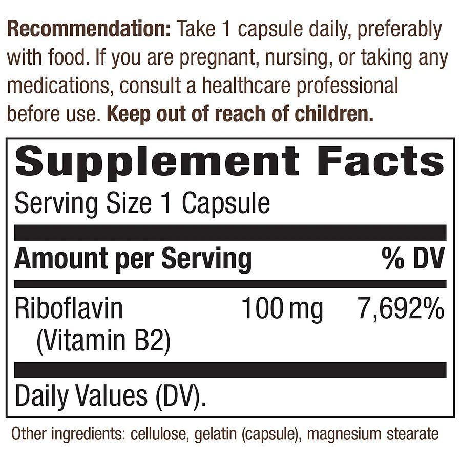 商品Nature's Way|Riboflavin Vitamin B2 Capsules,价格¥83,第2张图片详细描述