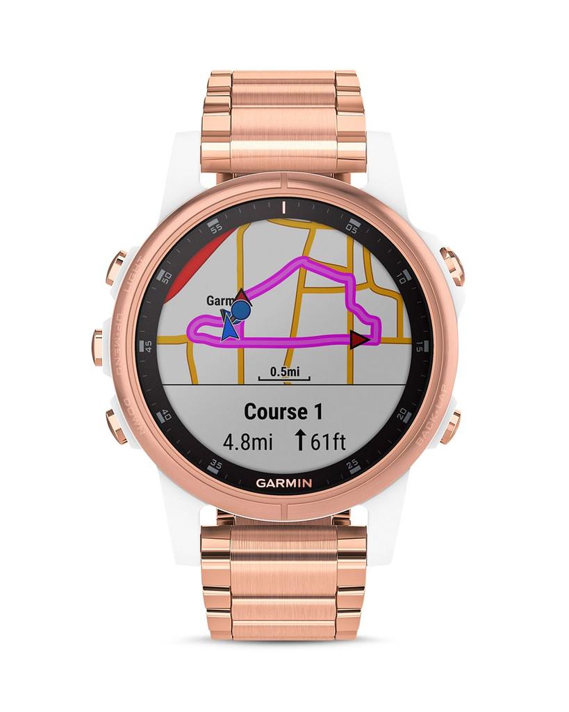 Fenix 5S Plus Rose Gold-Tone Link Bracelet Smartwatch, 42mm - 100% Exclusive商品第2张图片规格展示