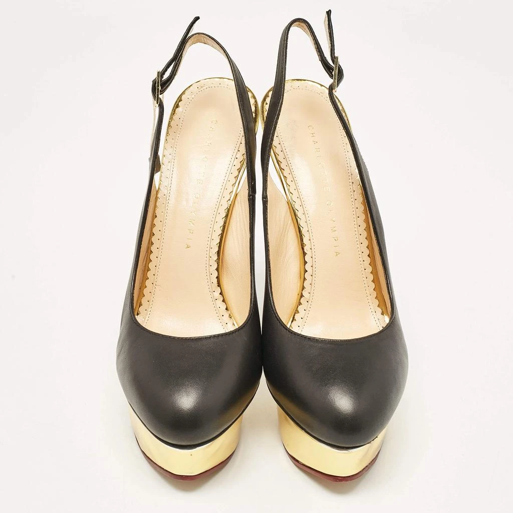 商品Charlotte Olympia|Charlotte Olympia Black Leather Dolly Slingback Pumps Size 38,价格¥2545,第3张图片详细描述