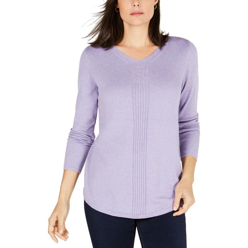 商品Karen Scott|Karen Scott Womens Heathered V-Neck Pullover Sweater,价格¥125,第5张图片详细描述