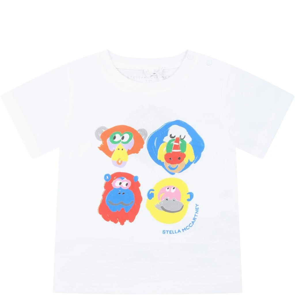 商品Stella McCartney|Stella McCartney Kids White T-shirt For Baby Boy With Animals And Logo,价格¥656,第1张图片