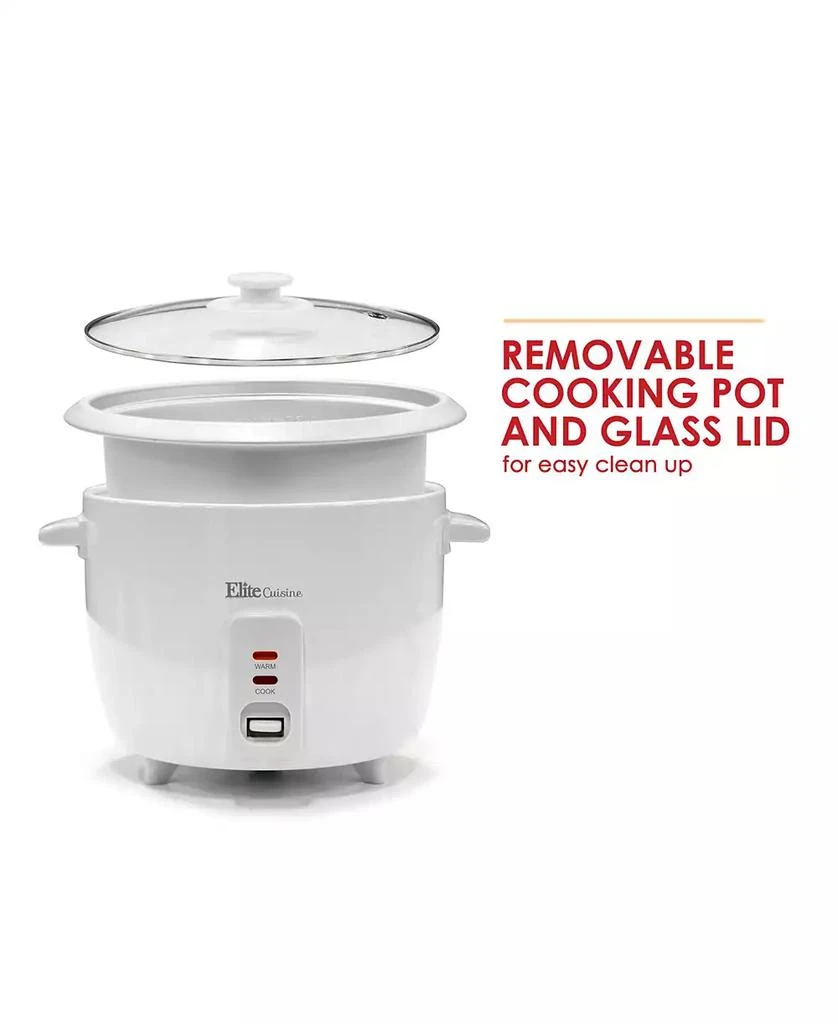 商品Elite Gourmet|Elite Cuisine 6-Cup Rice Cooker with Glass Lid and Keep Warm Function, Makes Stews, Grains, Hot Cereals,价格¥186,第2张图片详细描述