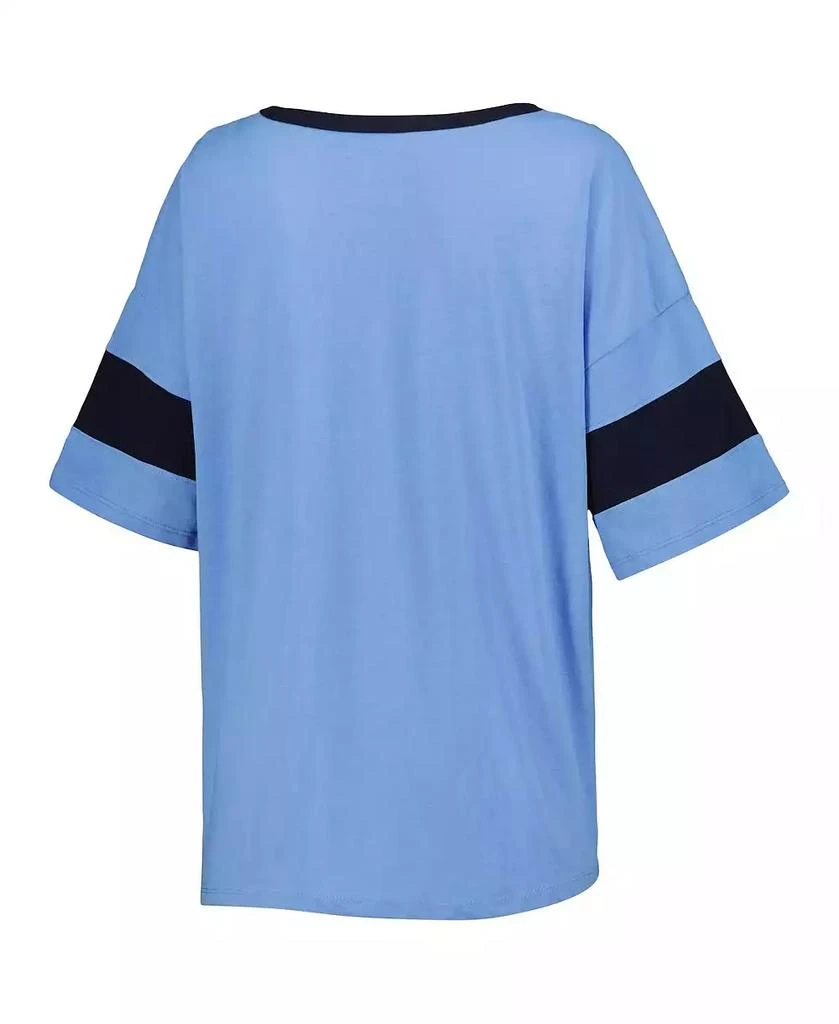 商品CHAMPION|Women's Carolina Blue North Carolina Tar Heels Jumbo Arch Striped Half-Sleeve T-shirt,价格¥247,第3张图片详细描述