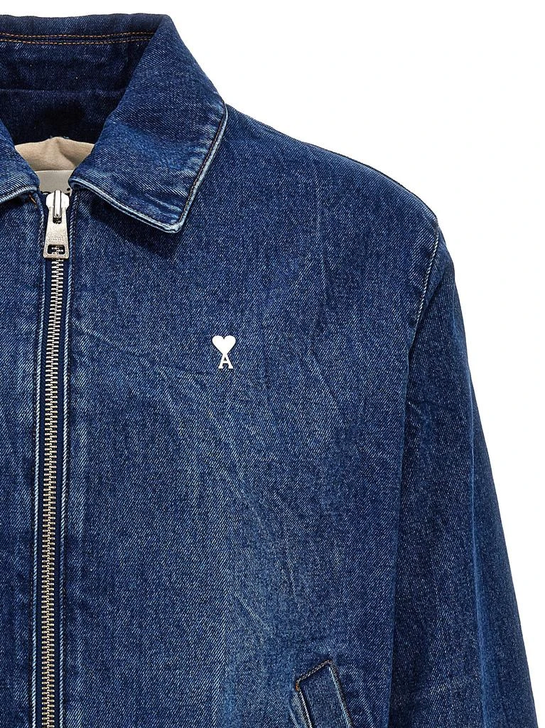 商品AMI|Logo Denim Jacket Casual Jackets, Parka Blue,价格¥2776,第3张图片详细描述