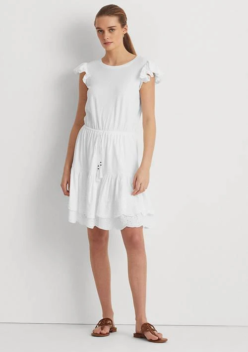 商品Ralph Lauren|Ralph Lauren Eyelet Jersey Dress,价格¥282,第1张图片
