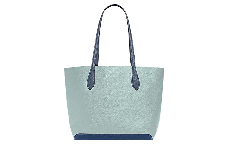 商品[国内直发] Coach|蔻驰 Kia 31撞色 牛皮革 托特包Tote包购物袋手提单肩包 大号 女款 湖水蓝色拼多色,价格¥1841,第4张图片详细描述