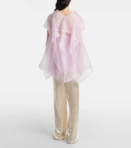 商品Khaite|Sandana荷叶边真丝欧根纱上衣,价格¥22675,第3张图片详细描述