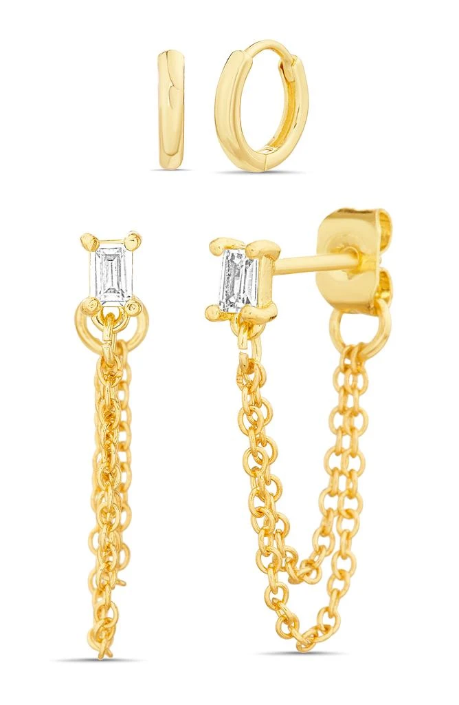 商品Paige Harper|Assorted 2-Piece Huggie Hoop & Crystal Chain Drop Earrings,价格¥60,第1张图片