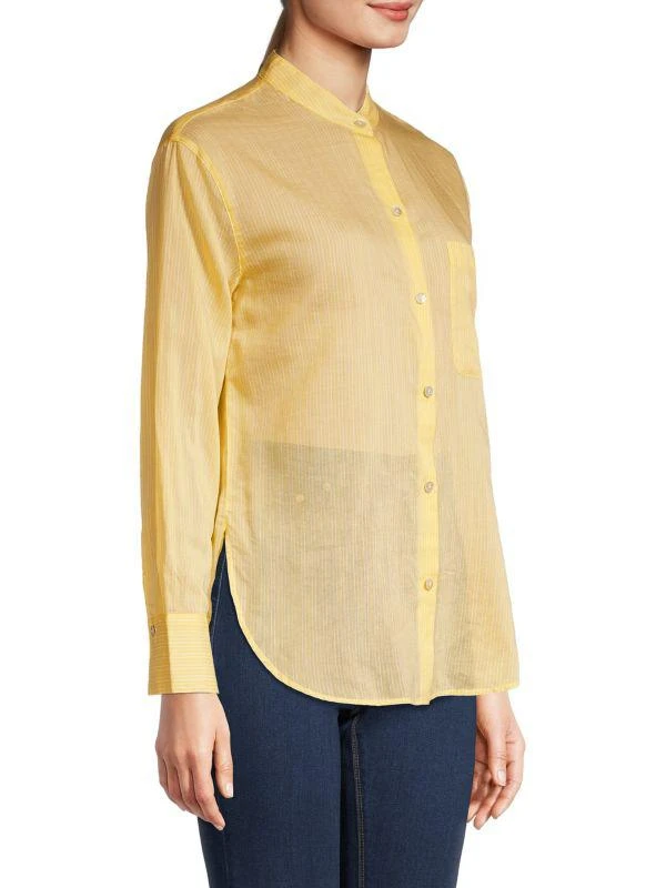 商品Vince|Pinstripe Silk Blend Button Down Shirt,价格¥1186,第3张图片详细描述