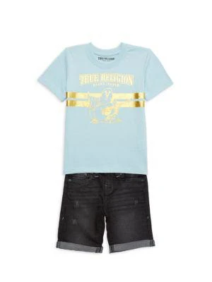 商品True Religion|Little Boy's 2-Piece Logo Tee & Denim Shorts Set,价格¥119,第1张图片