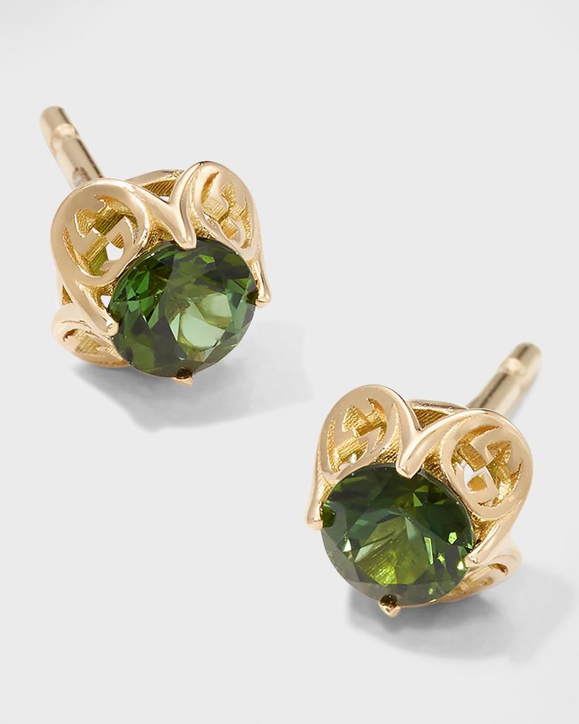 Interlocking-G and Green Tourmaline Stud Earrings商品第3张图片规格展示