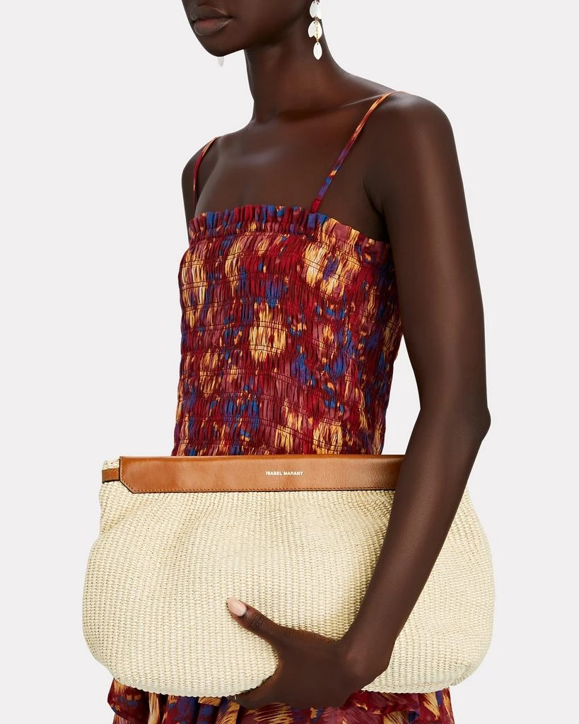商品Isabel Marant|Isabel Marant Luz Leather-Trimmed Raffia Pouch,价格¥4688,第2张图片详细描述