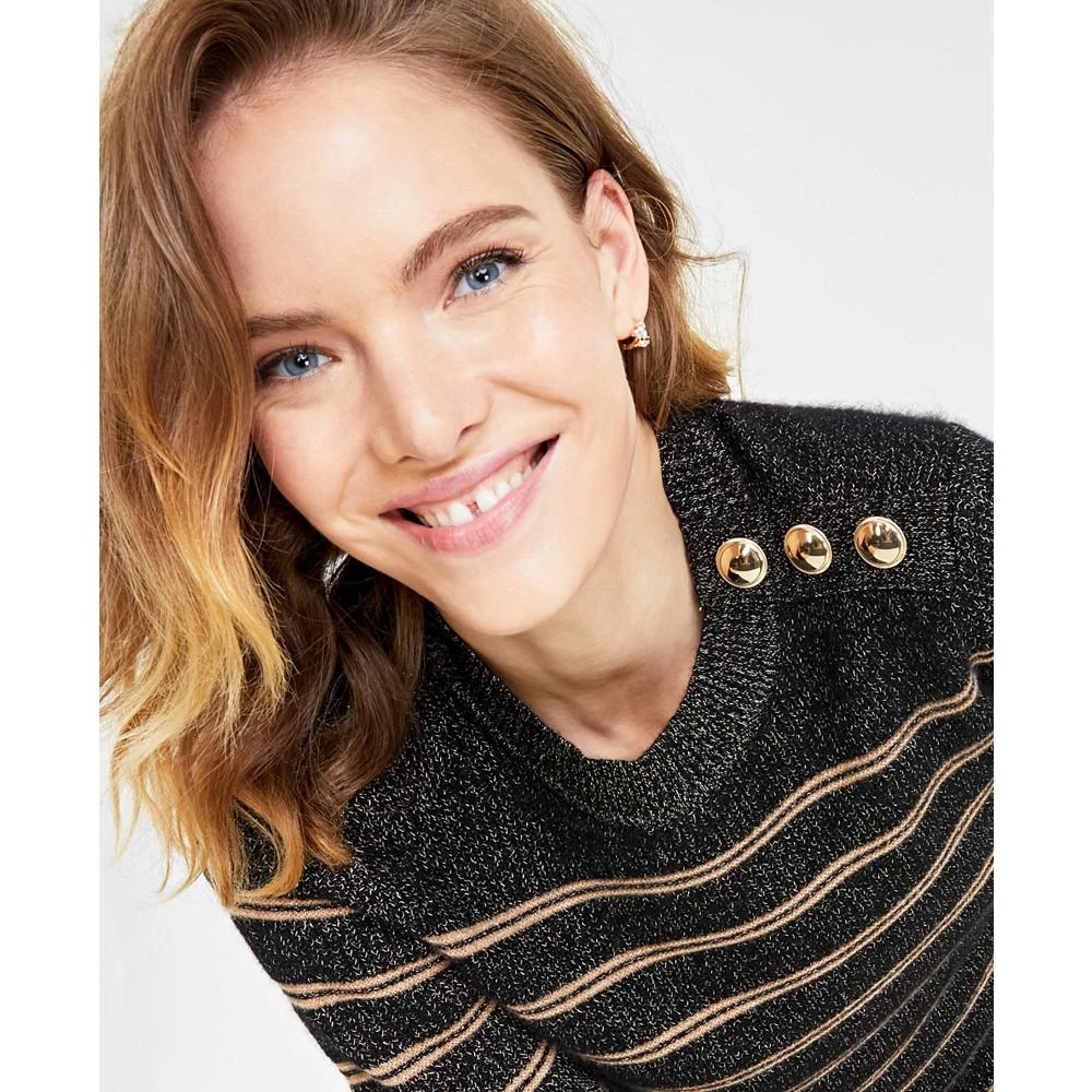 商品Charter Club|Women's 100% Cashmere Metallic Stripe Sweater, Created for Macy's,价格¥690,第3张图片详细描述
