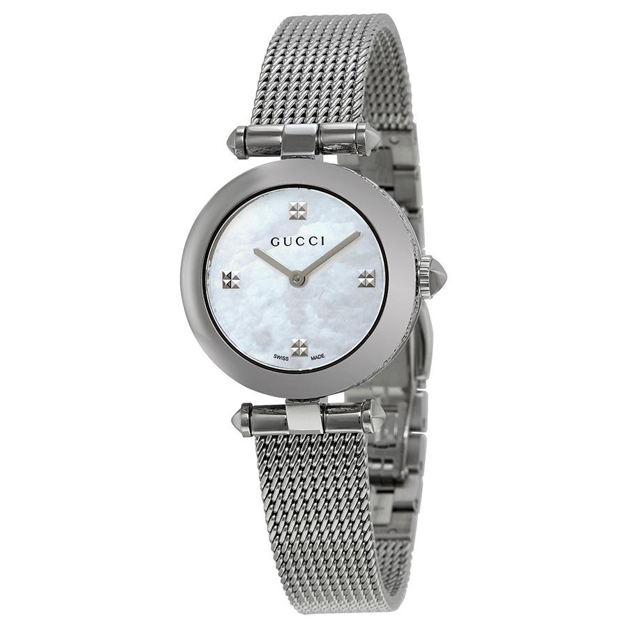 Pre-owned Gucci Diamantissima Mother of Pearl Dial Ladies Watch YA141504商品第1张图片规格展示