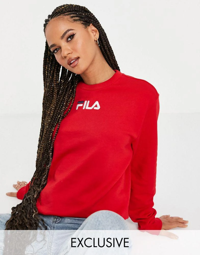 商品Fila|Fila large chest logo oversized sweatshirt in red exclusive to ASOS,价格¥256,第1张图片