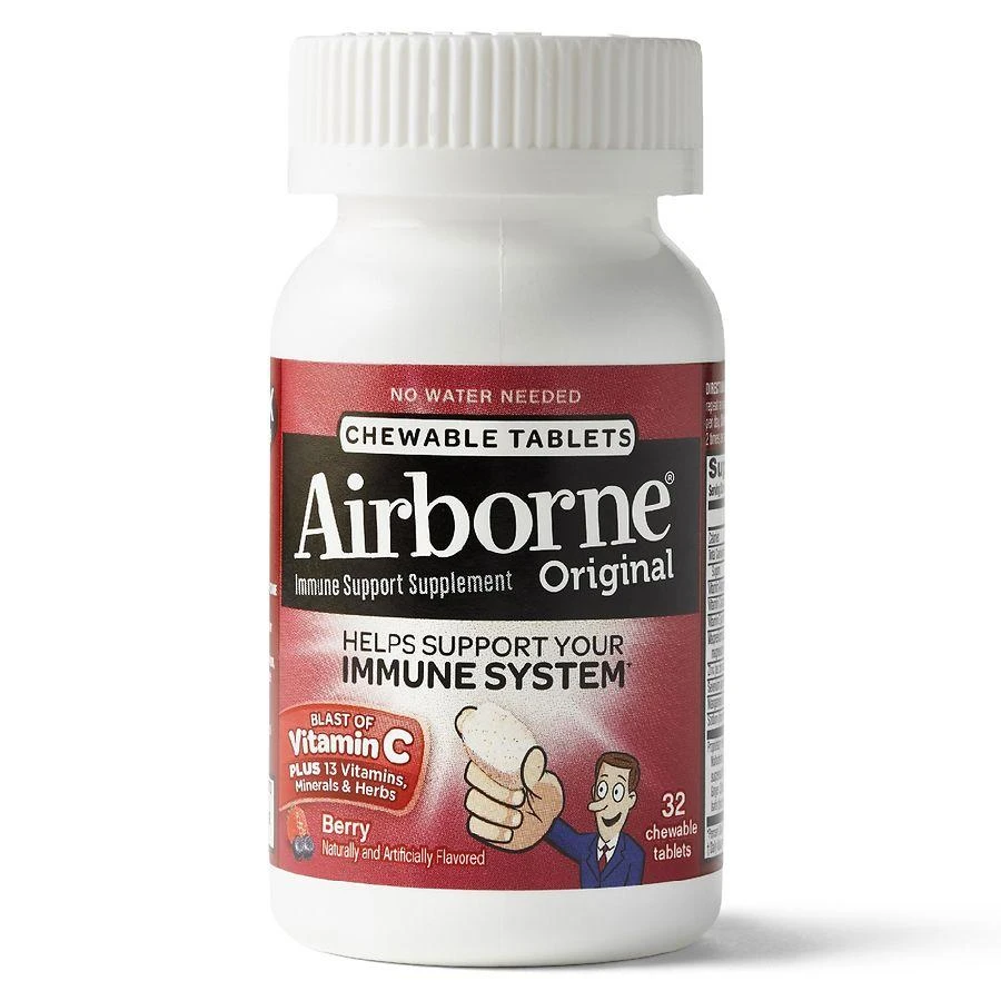 商品Airborne|Immune Support Chewable Tablets Minerals & Herbs with Vitamin C, E, Zinc Very Berry,价格¥84,第3张图片详细描述