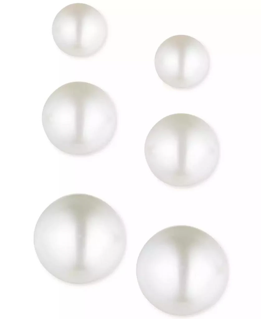 商品Anne Klein|3-Pc. Set Gold-Tone Imitation Pearl Stud Earrings,价格¥210,第1张图片