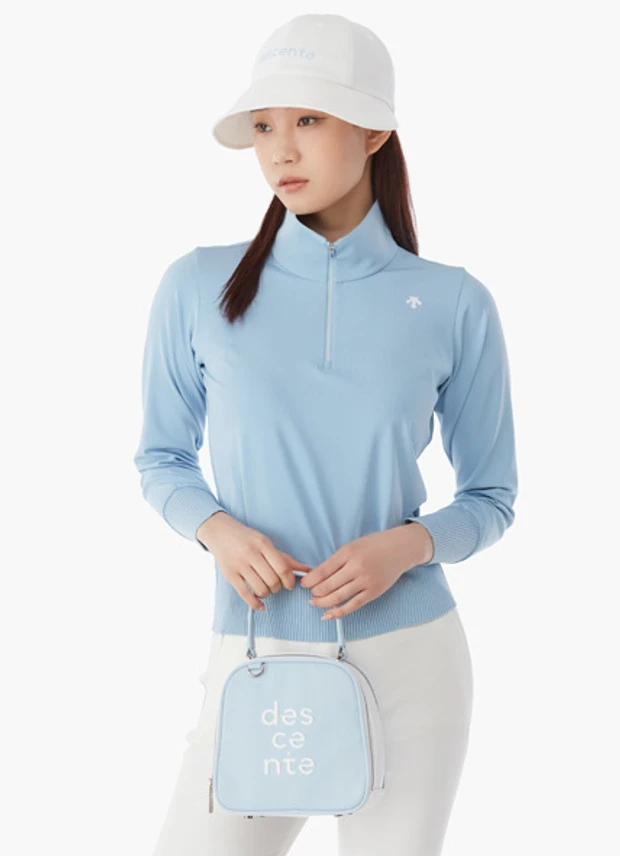 商品【预售商品15天发货】 DESCENTE|GOLF女性高领半拉链长袖T恤适合层搭 DP12WFTL24-LBLG,价格¥1025,第1张图片