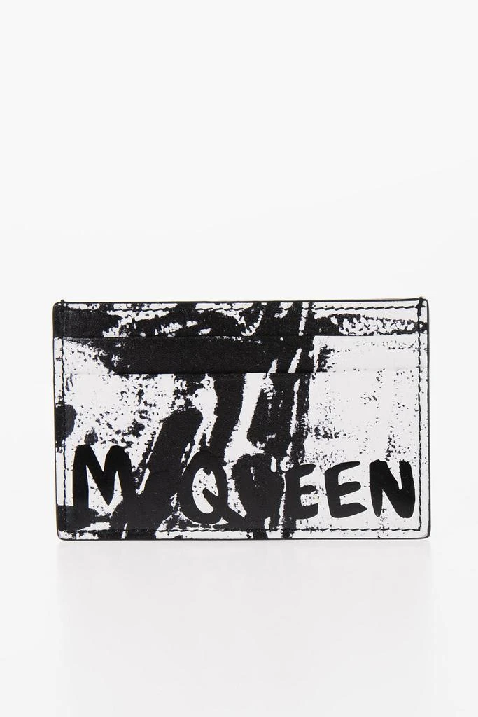 商品Alexander McQueen|Alexander Mcqueen Leather Two-Tone Card Holder With Logo,价格¥1838,第1张图片