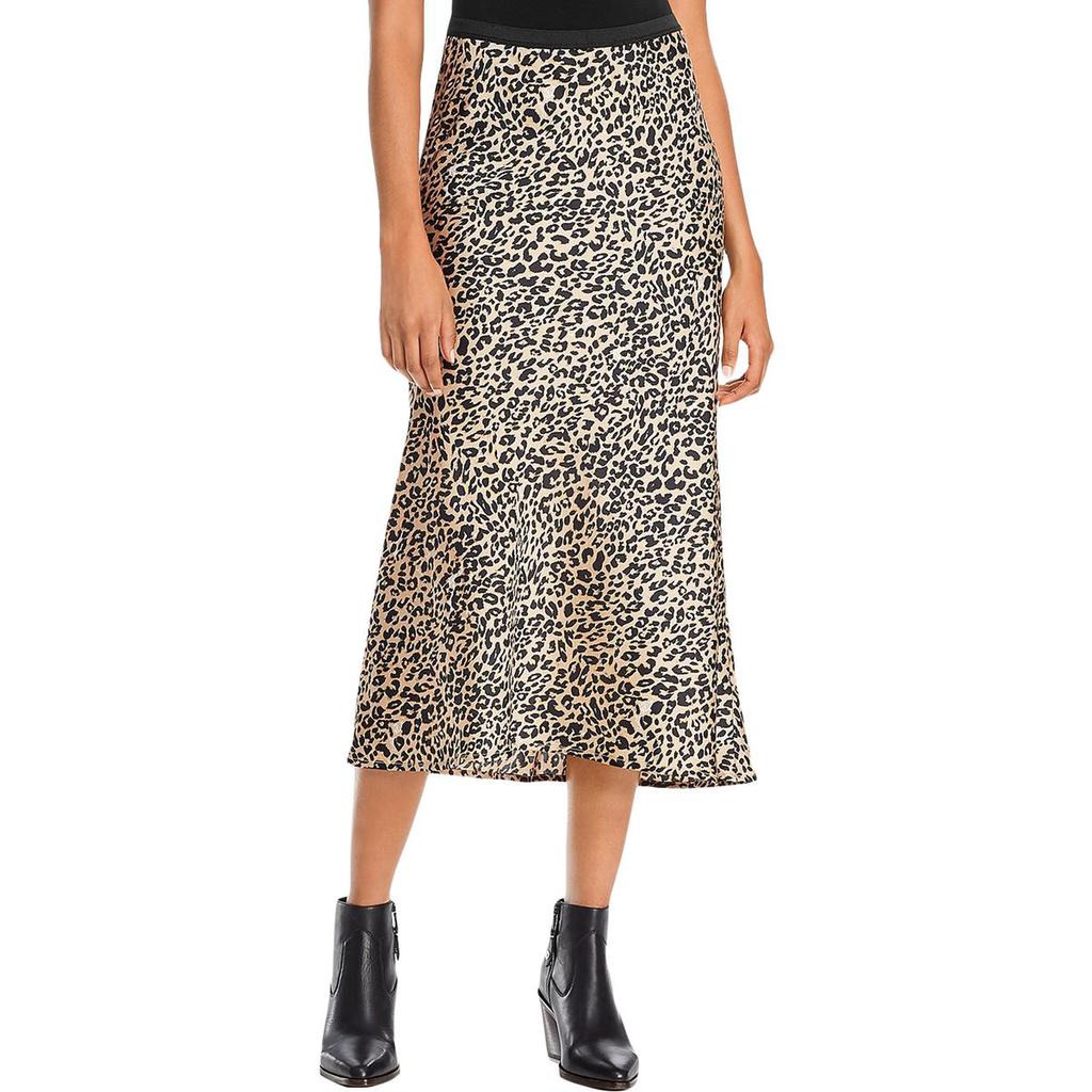 French Connection Womens Leopard Print Slip Midi Skirt商品第1张图片规格展示