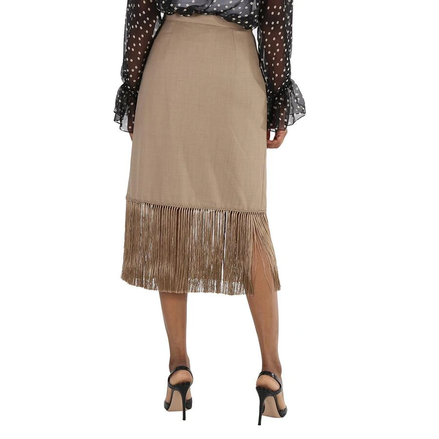 商品Burberry|Ladies Pecan Melange High-waist Fring-hem Wool And Cashmere Skirt,价格¥3009,第3张图片详细描述