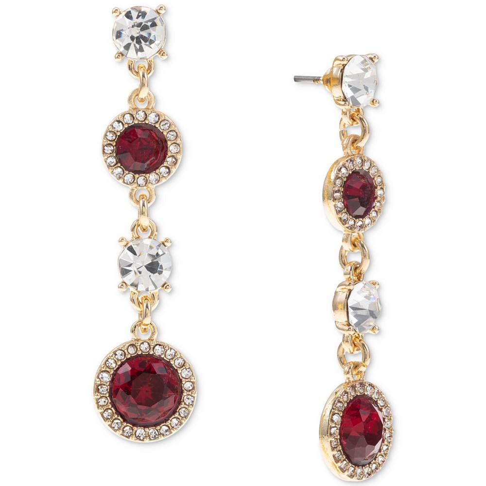Gold-Tone Crystal & Color Stone Halo Linear Drop Earrings, Created for Macy's商品第1张图片规格展示