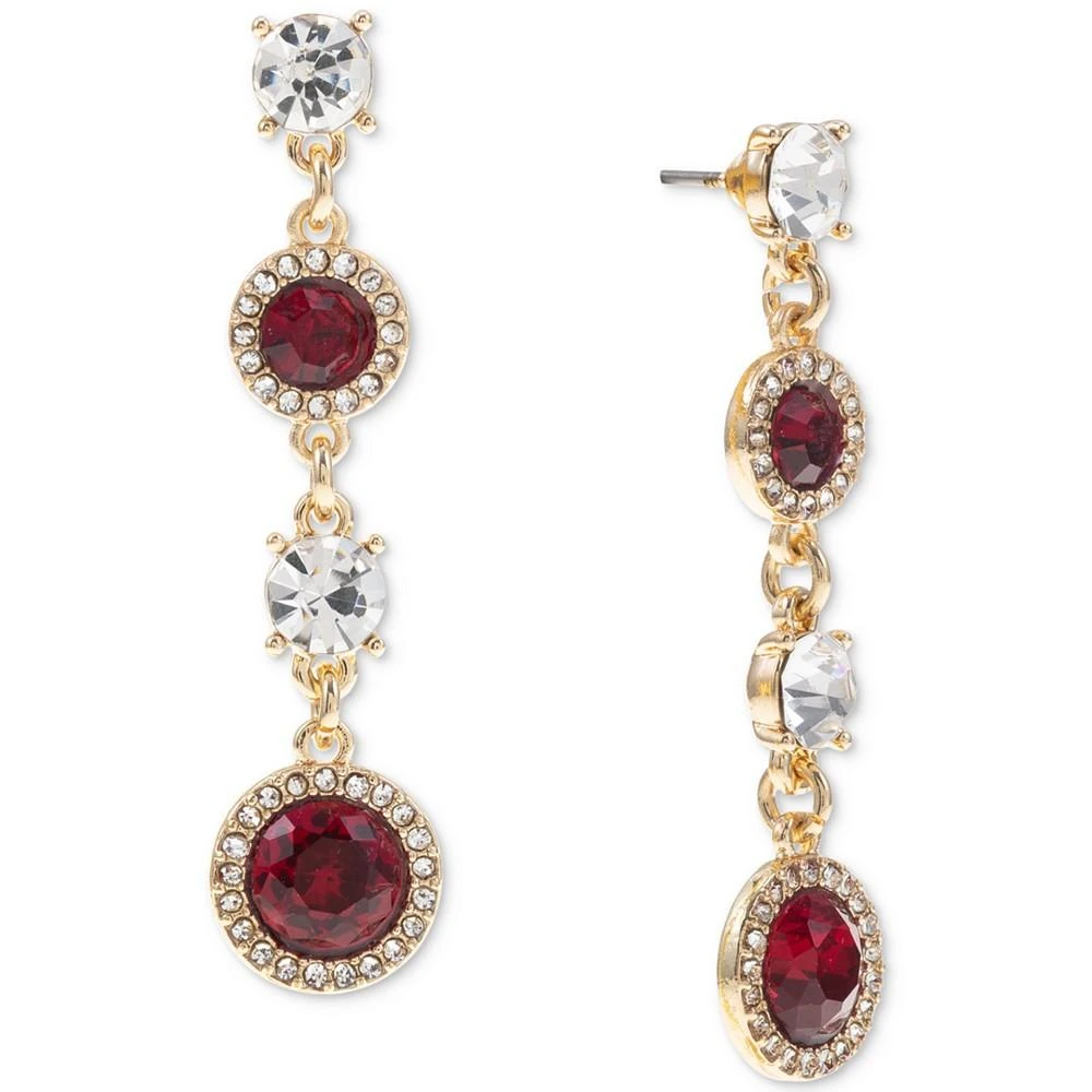 商品Charter Club|Gold-Tone Crystal & Color Stone Halo Linear Drop Earrings, Created for Macy's,价格¥56,第1张图片