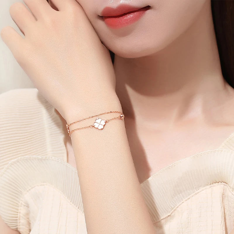 商品[国内直发] Van Cleef & Arpels|梵克雅宝 珍珠贝母四叶草 18k金 手链 女款,价格¥12897,第9张图片详细描述