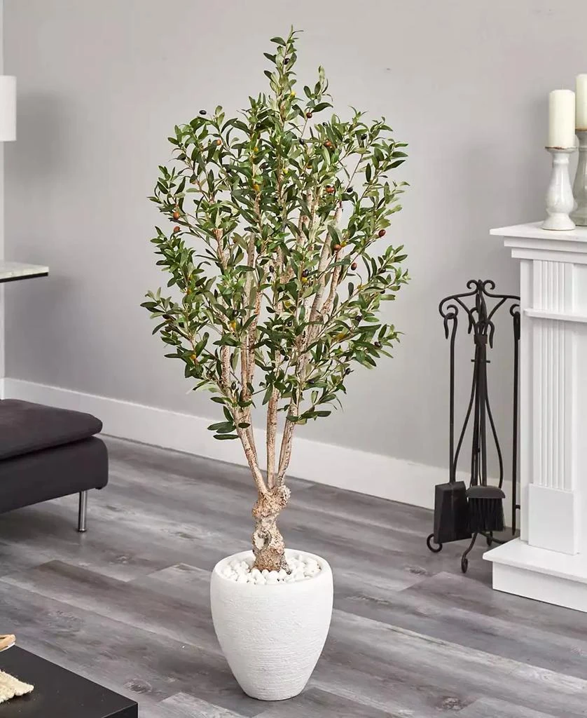 商品NEARLY NATURAL|5' Olive Artificial Tree in White Oval Planter,价格¥2610,第2张图片详细描述