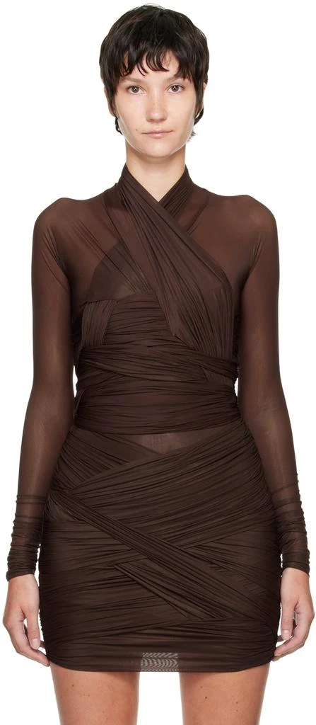 商品Alexander Wang|Brown Ruched Long Sleeve T-Shirt,价格¥1590,第1张图片