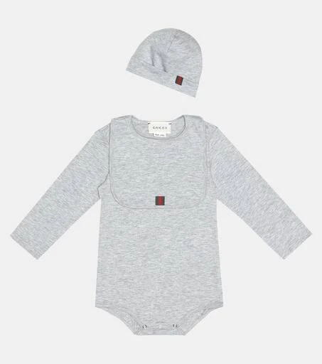 商品Gucci|Cotton bodysuit, bib and hat set,价格¥2508,第2张图片详细描述