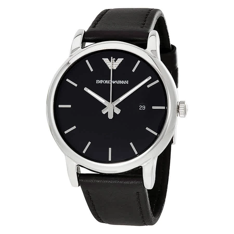 商品Emporio Armani|Classic Black Dial Black Leather Men's Watch AR1692,价格¥726,第1张图片