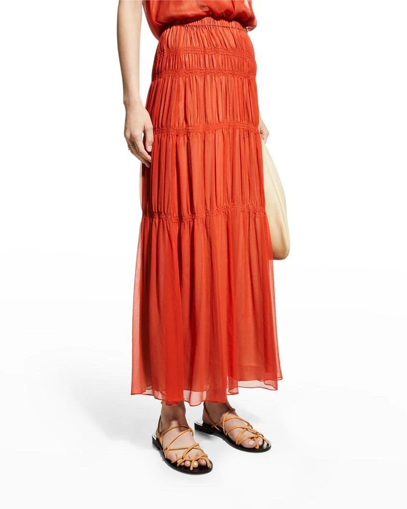 商品Theory|Tiered Crinkle Silk Maxi Skirt,价格¥1098,第3张图片详细描述