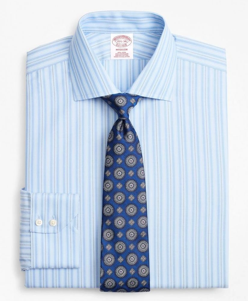 商品Brooks Brothers|Madison Relaxed-Fit Dress Shirt, Non-Iron Alternating Ground Stripe,价格¥375,第1张图片