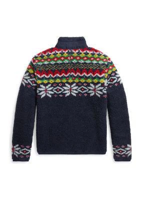 商品Ralph Lauren|Lauren Childrenswear Boys 8 20 Fair Isle Teddy Fleece Jacket,价格¥504,第2张图片详细描述