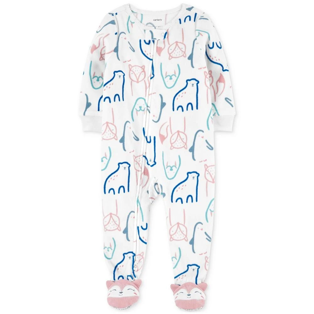 商品Carter's|Toddler Girls 1-Piece Animal-Print Fleece Footed Pajama,价格¥83,第1张图片