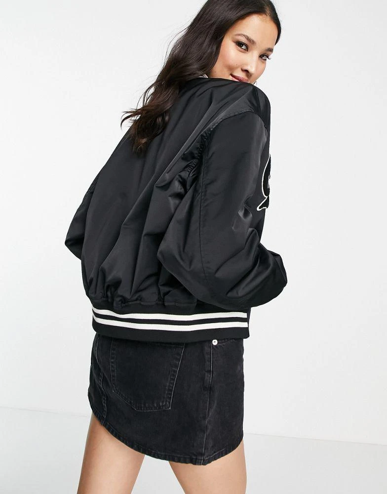 商品Weekday|Weekday Kali polyester varsity jacket in black - BLACK,价格¥343,第4张图片详细描述