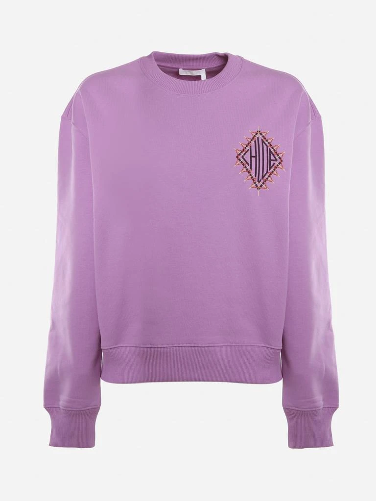 商品Chloé|Chloé Cotton Sweatshirt With Cotton Fleece Logo,价格¥4470,第1张图片