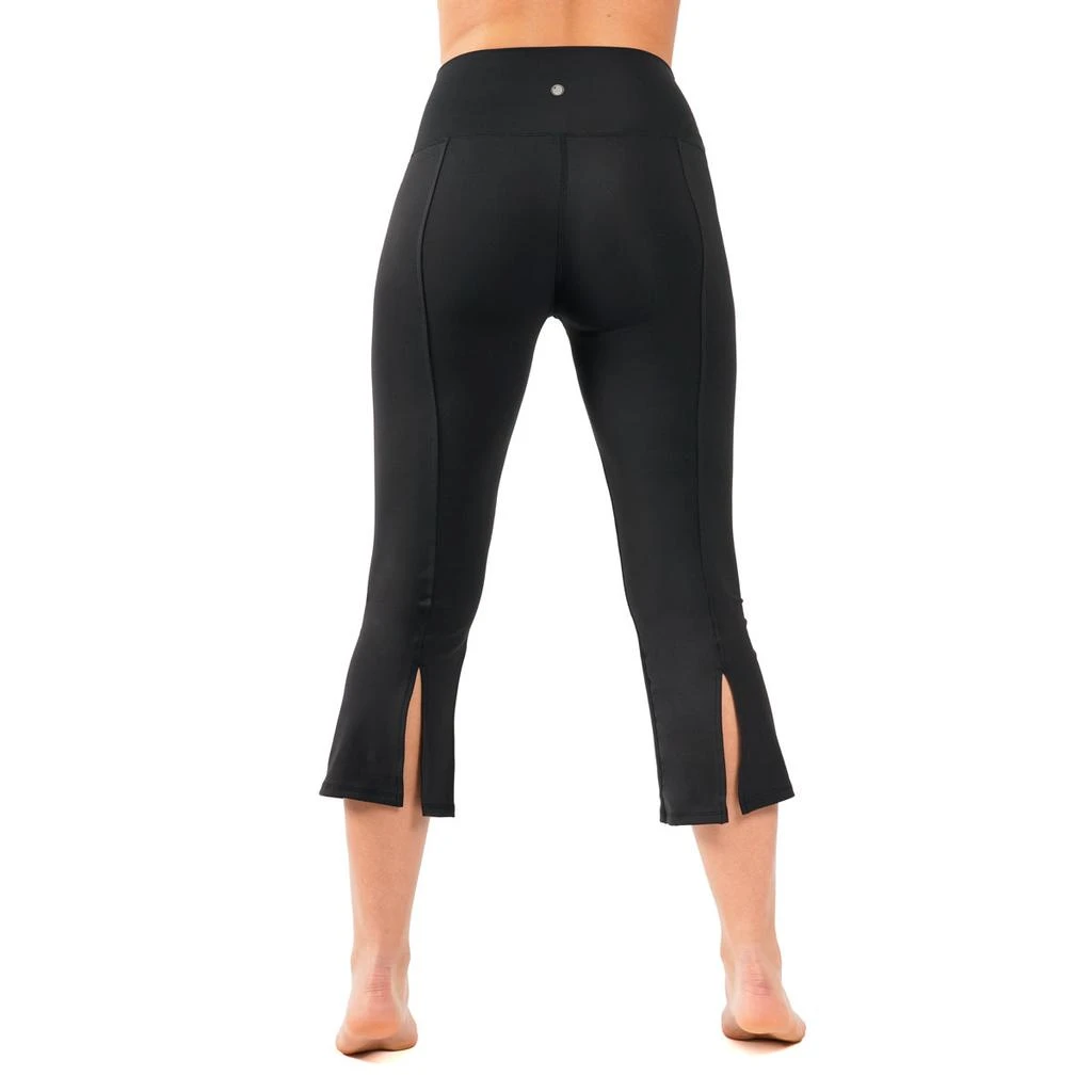 商品90 Degree by Reflex|Yogalicious by Reflex Women's Nude Tech Elastic Free High Waist Flare Yoga Capri with Front Splits,价格¥54,第3张图片详细描述