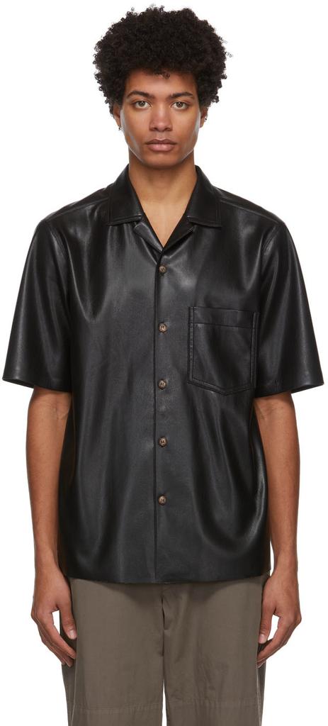 Black Bodil Vegan Leather Shirt商品第1张图片规格展示