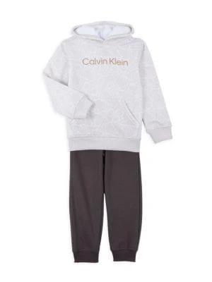 商品Calvin Klein|Little Boy’s 2-Piece Logo Hoodie & Joggers Set,价格¥227,第1张图片