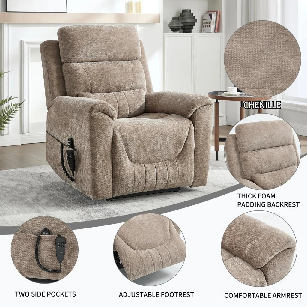 商品Streamdale Furniture|Streamdale Power Lift Recliner w/ Massage & Heat, Khaki,价格¥5528,第3张图片详细描述