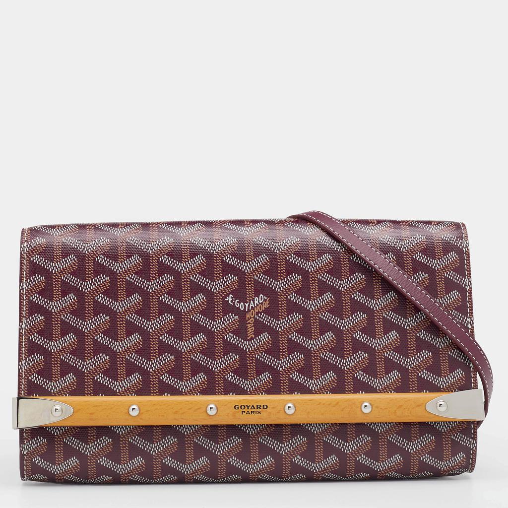 Goyard Burgundy Goyardine Coated Canvas and Leather Monte Carlo Bois Shoulder Bag商品第1张图片规格展示