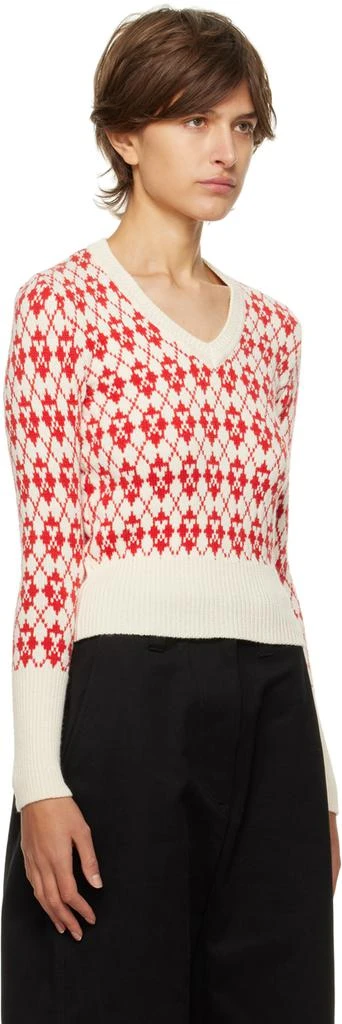 商品AMI|Red & Off-White Jacquard Sweater,价格¥1038,第2张图片详细描述