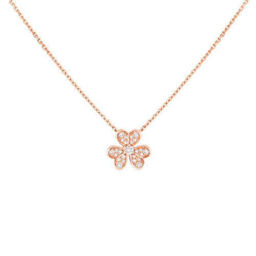 商品Van Cleef & Arpels| Van Cleef & Arpels/梵克雅宝 Frivole系列 迷你款18K金玫瑰金镶嵌25颗钻石三叶草形状吊坠项链VCARP7RI00,价格¥36715,第1张图片