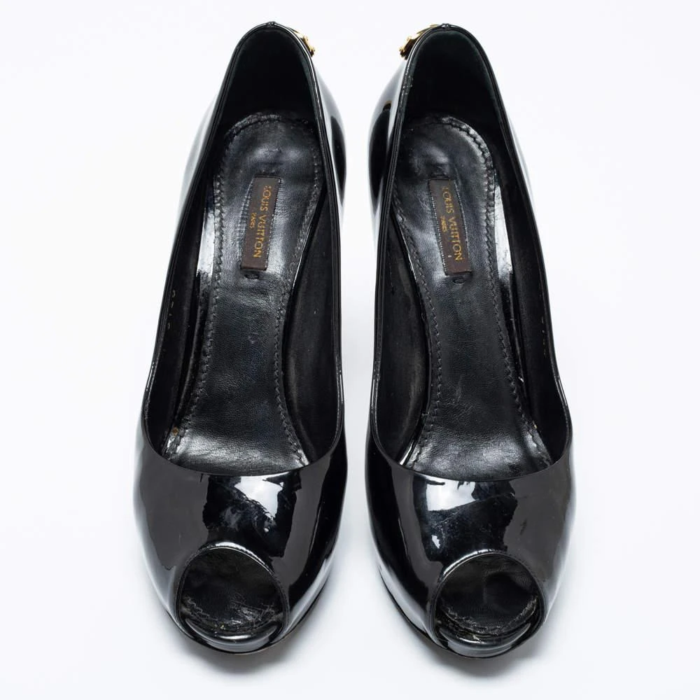 商品[二手商品] Louis Vuitton|Louis Vuitton Black Patent Leather Oh Really! Peep Toe Pumps Size 38,价格¥1115,第3张图片详细描述