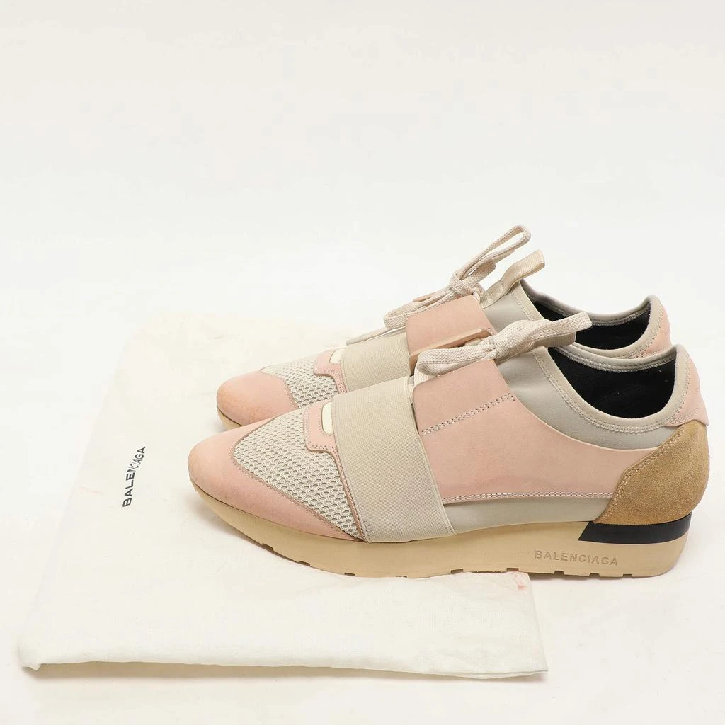 Balenciaga Pink/Beige Neoprene And Leather Race Runner Sneakers Size 39 商品