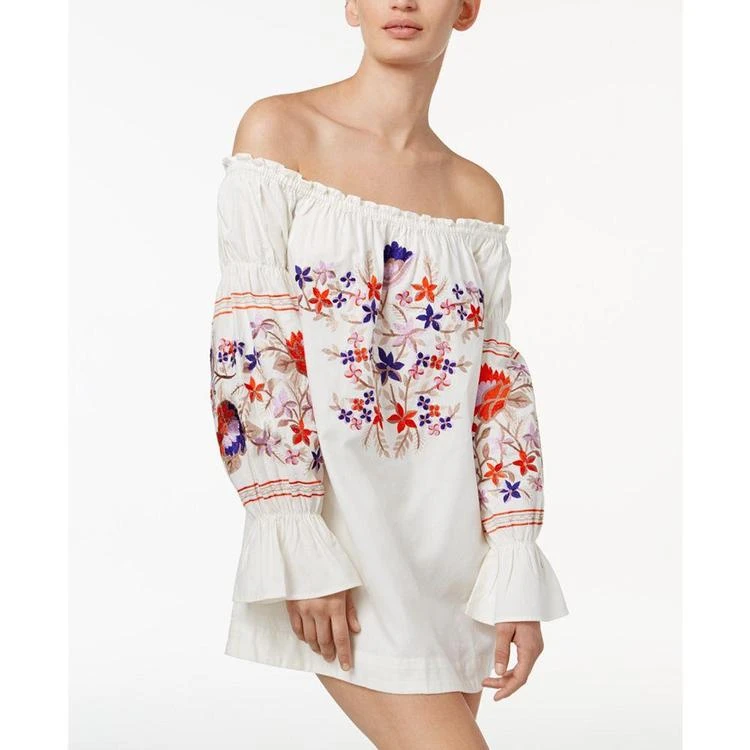 商品Free People|Fleur De Jour Cotton Embroidered Off-The-Shoulder Mini Dress,价格¥439,第4张图片详细描述