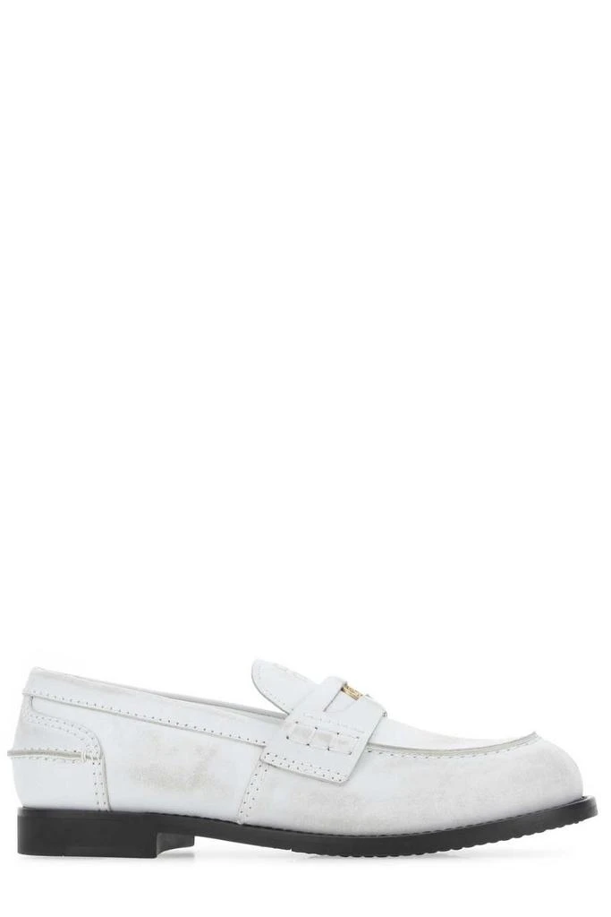 商品Miu Miu|Miu Miu Logo Detailed Slip-On Penny Loafers,价格¥4328-¥5976,第1张图片