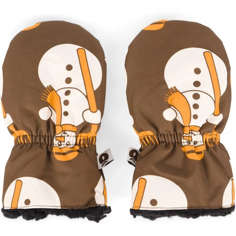 商品Småfolk|Snowman print baby mittens in brown,价格¥137,第1张图片